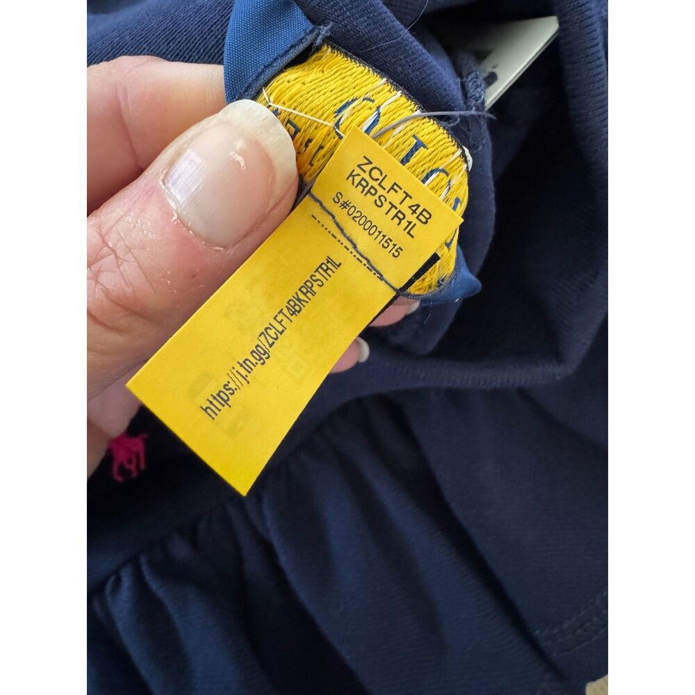 Polo Ralph Lauren Navy Ruffle Skort Pink Pony Preppy Tennis Skirt Girl L 12-14 - Picture 8 of 12